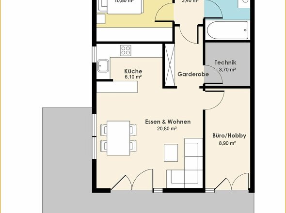 Grundrissvariante 1: 3 Zimmer