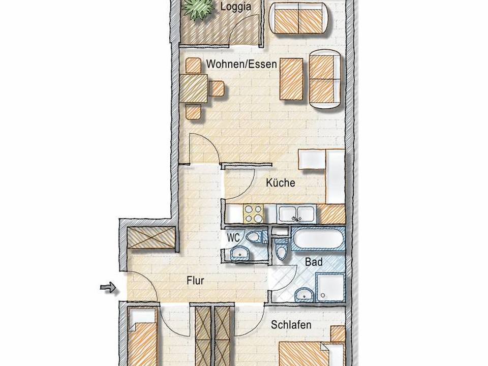 Grundriss-Skizze Drosselweg 12, WAF