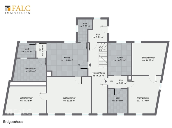 Haus 38 Wohnungen Erdgeschoß   links und rech