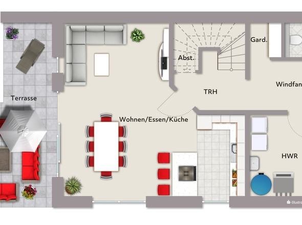 Grundriss Erdgeschoss Reihenendhaus