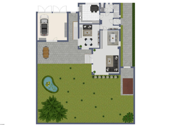 Erdgeschoss mit angedeutetem Aussenbereich