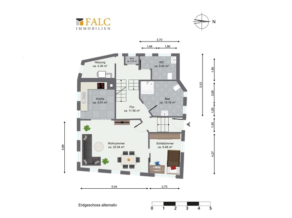 Grundriss Erdgeschoss alternativ