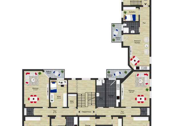 Grundriss Umfassungsstrasse 24 1.OG