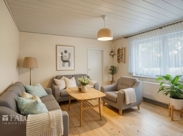 Wohnzimmer - Gestaltungsvorschlag(KI generiert)