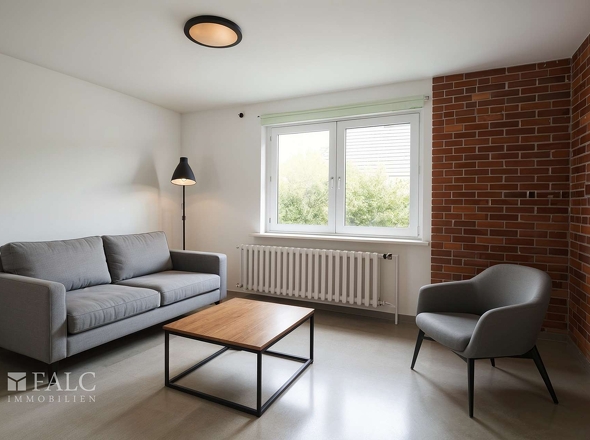 Arbeitszimmer EG - Wohnzimmer, Industriell - (KI generiert)