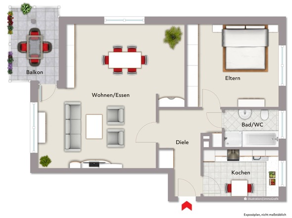 2 ZKB im I. OG ca. 82 m² Wohnfläche