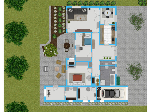 Grundriss mit Nebengebäude