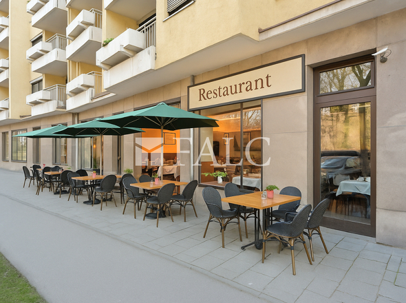 Restaurant mit Außentischen KI generiert