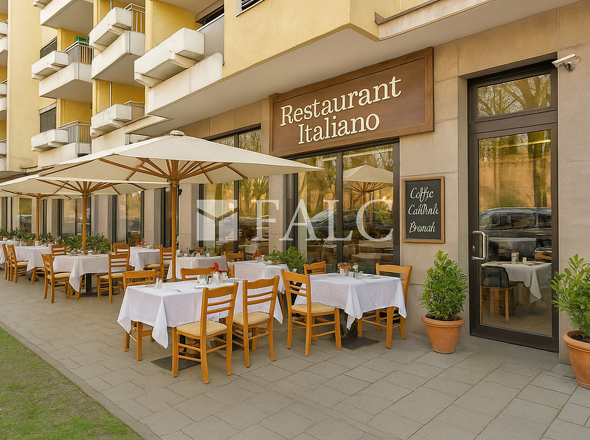 Restaurant mit Außentischen KI generiert