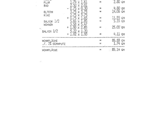 Wohnflächenberechnung 3-Zimmer