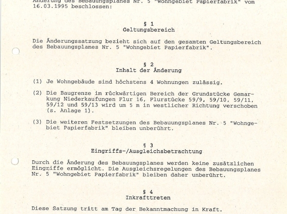 Bebauungsplan Änderungen 27.02.1997