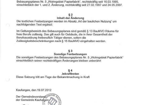 Bebauungsplan Änderungen19.07.2012