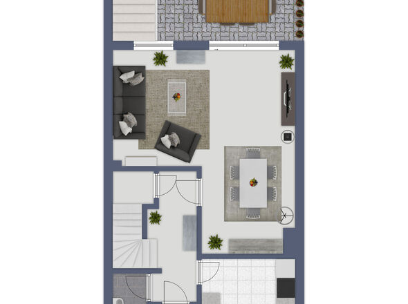 Erdgeschoss mit angedeutetem Aussenbereich