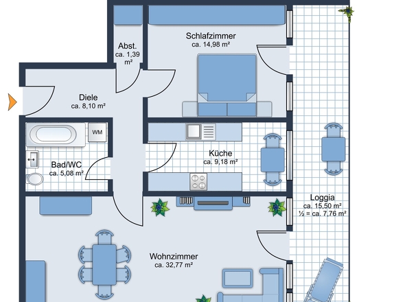2-Zimmer Variante  (IST-Stand)