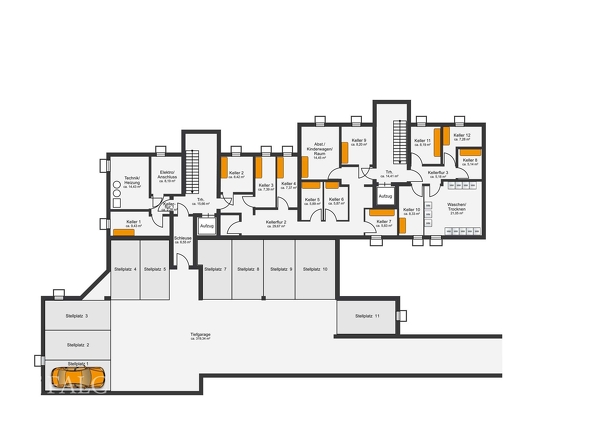 Grundriss Keller & Tiefgarage