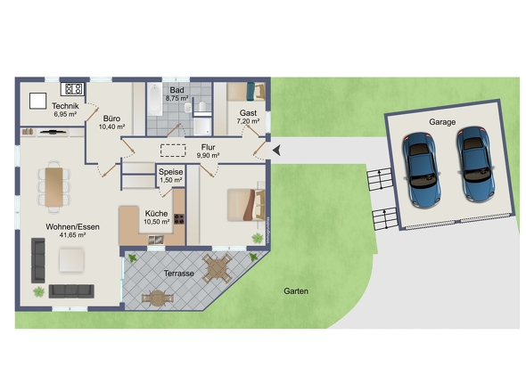 Grundriss mit möglicher Garage