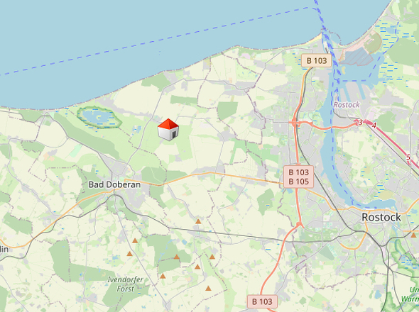 Lageplan mit Rostock und Bad Doberan