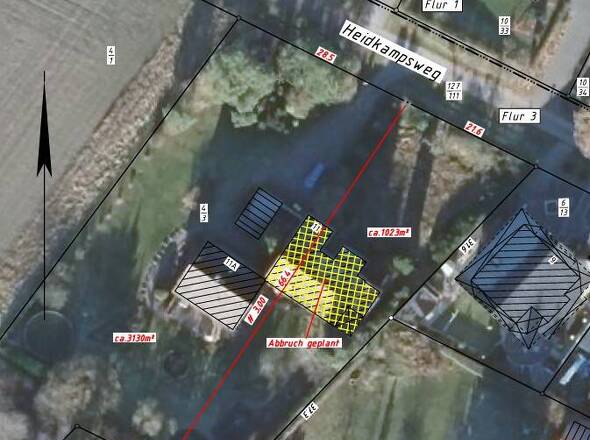 Lageplan mit Skizzierung Baugrundstück in 21406 Barnstedt