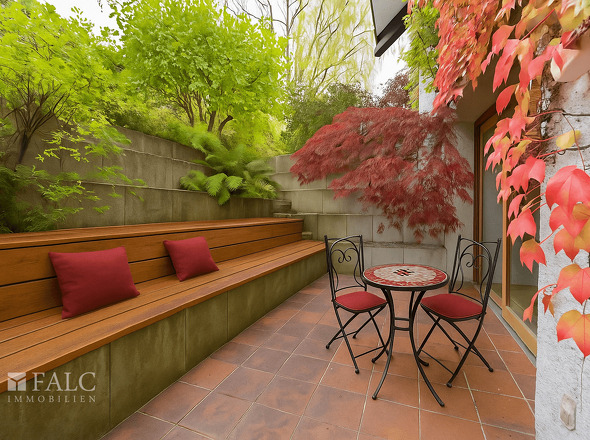 Einrichtungsbeispiel Souterrain Terrasse