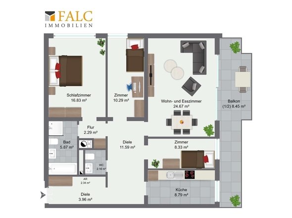 Grundriss mit WC - Beispiel 
