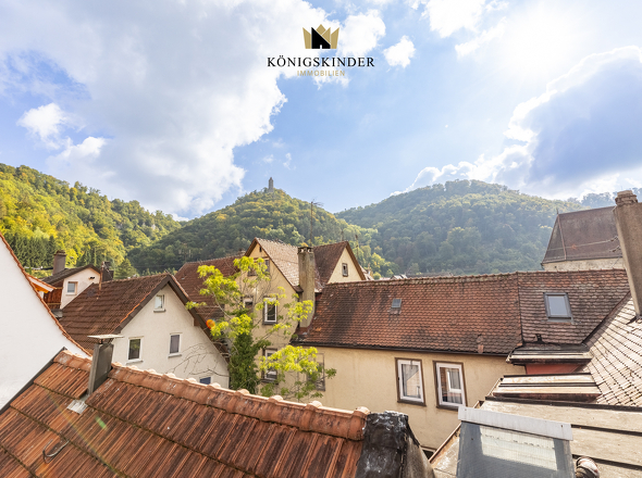 Blick auf die Burgruine Helfenstein