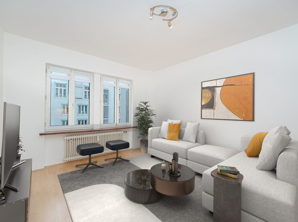Wohnzimmer virtuelles Staging