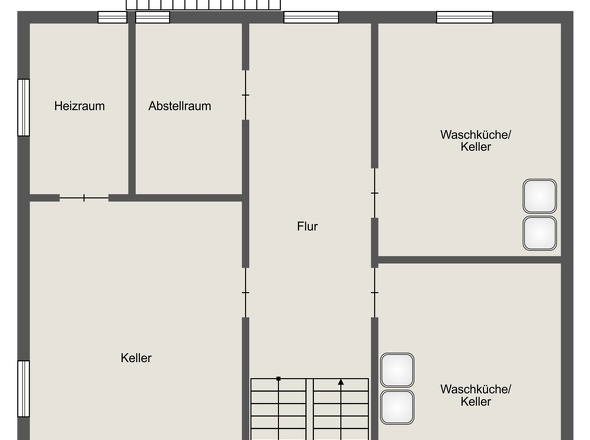 Kellergeschosses mit optimal nutzbaren Lager- und Technikräumen.