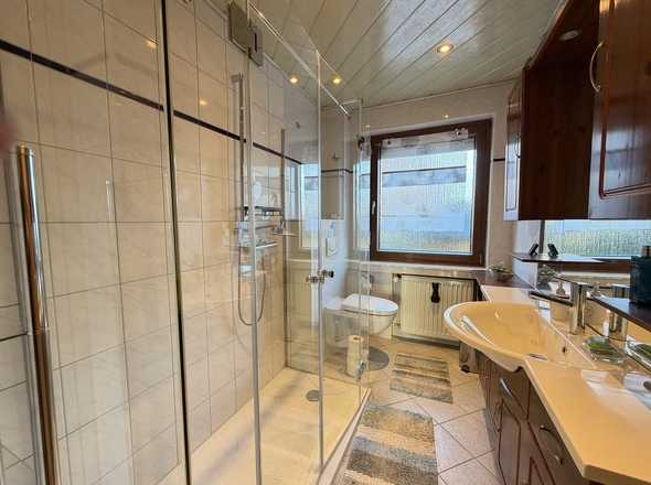 Modernes Tageslichtduschbad