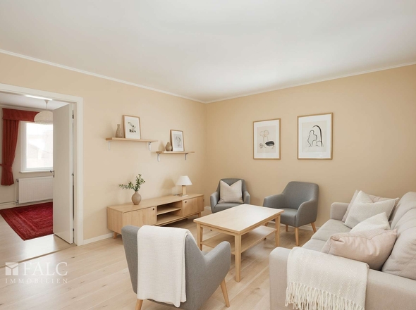 Wohnzimmer - Gestaltungsvorschlag (KI generiert)