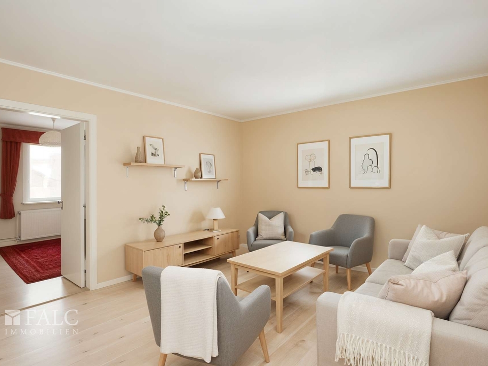 Wohnzimmer - Gestaltungsvorschlag (KI generiert)