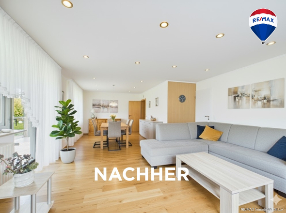 RE/MAX Immobilien DeLux Einfamilienhaus Merzig-Besseringen Wohn- und Esszimmer nachher