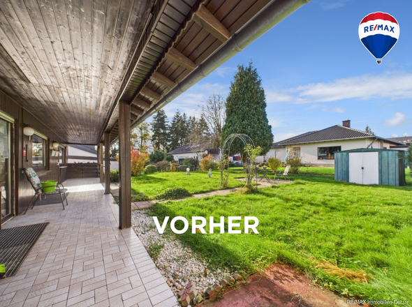 RE/MAX Immobilien DeLux Einfamilienhaus Merzig-Besseringen Garten vorher