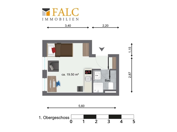 Grundriss Appartement 1. Obergeschoss