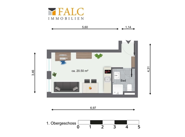 Grundriss Appartement 1. Obergeschoss