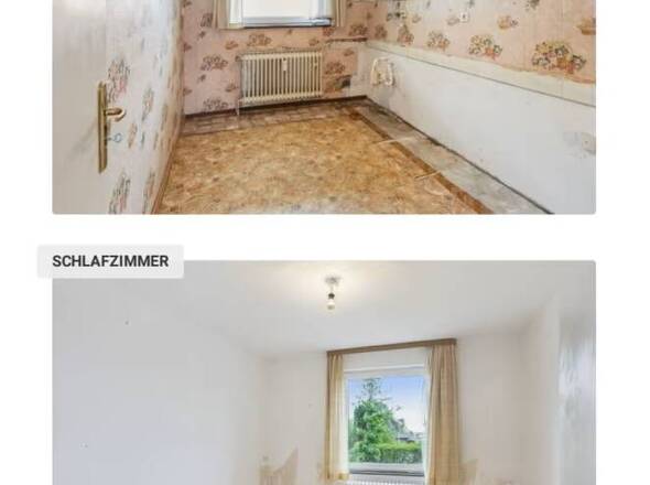 Küche (alt) und Schlafzimmer