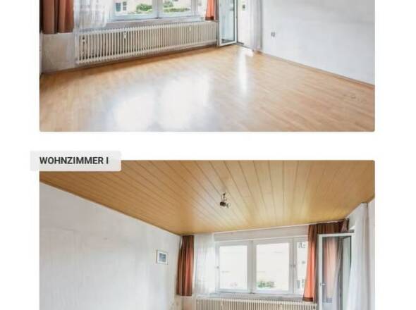 Wohnzimmer in 2 Perspektiven