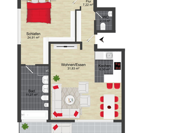 Grundriss Penthouse links