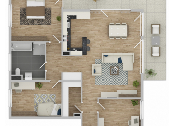 Grundriss mit Beispiel Möbeln