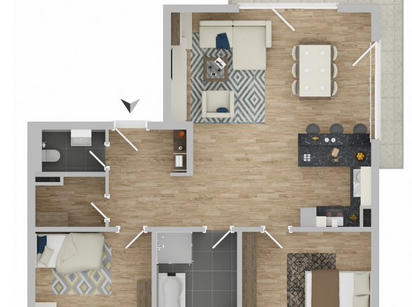 Grundriss mit Beispiel Möbeln