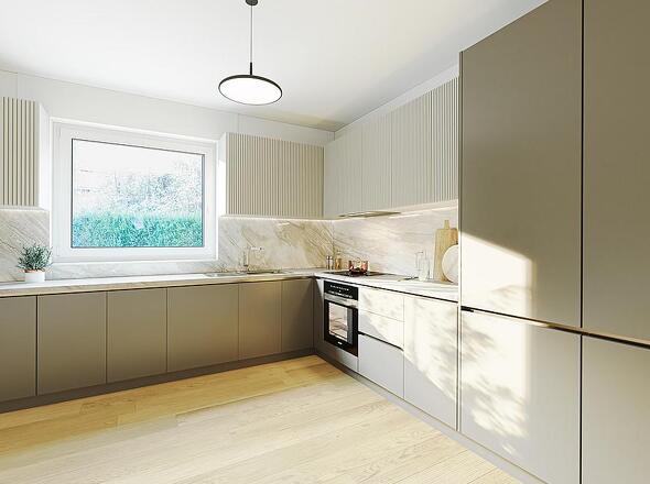 EG: Kochen – Visualisierung leichte Modernisierung Wand & Boden