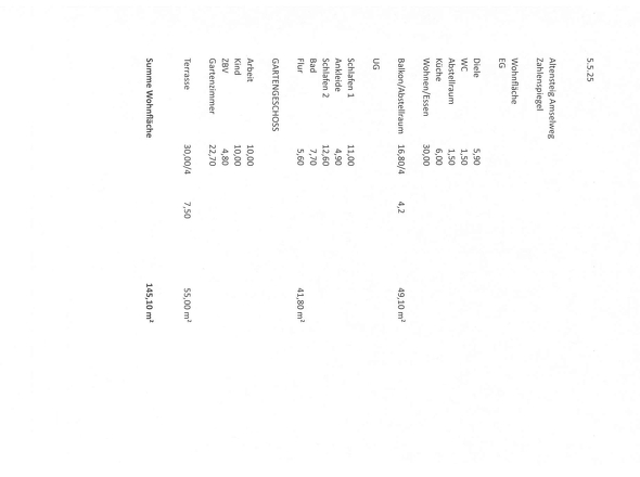 Wohnflächenberechnung Amselweg 1 
