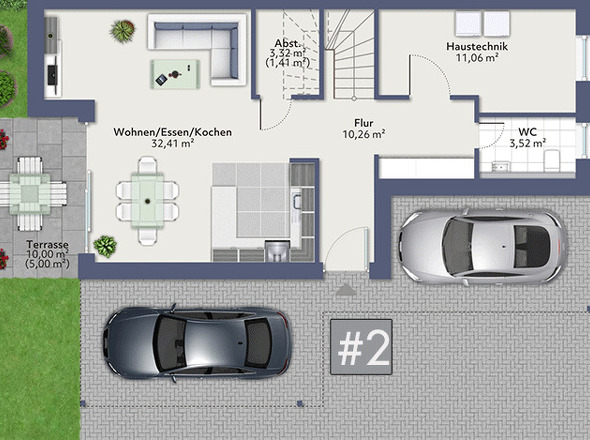 Grundriss EG: DHH #2