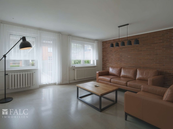 Wohnzimmer EG - Wohnzimmer, Industriell - (KI generiert)