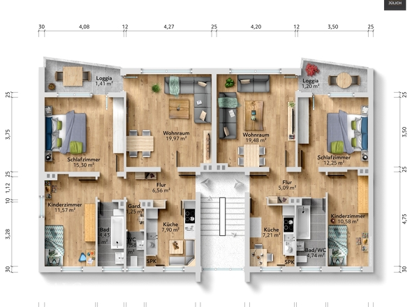 Grundriss einer Etage