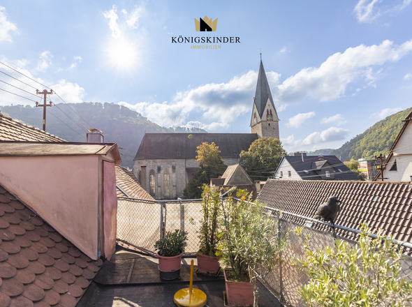 Aussicht von der großzügigen Dachterrasse bis zum Albtrauf