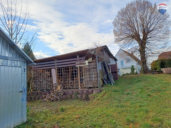 Haus Ostseite mit Schuppen