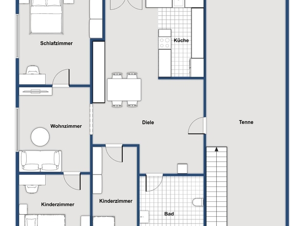 Darstellung Erdgeschoss (ohne Stall)