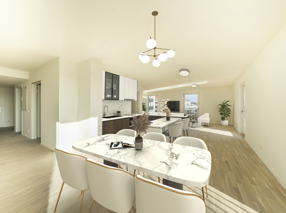 Einrichtungsbeispiel Küchen- und Essbereich