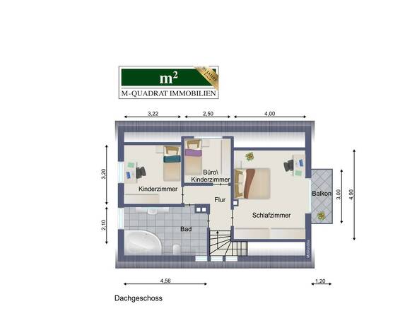 Grundriss Dachgeschoss optimiert u. bemaßt