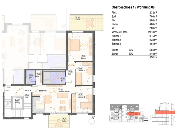 Grundriss Wohnung 6 barrierefrei OG Neckarhausen